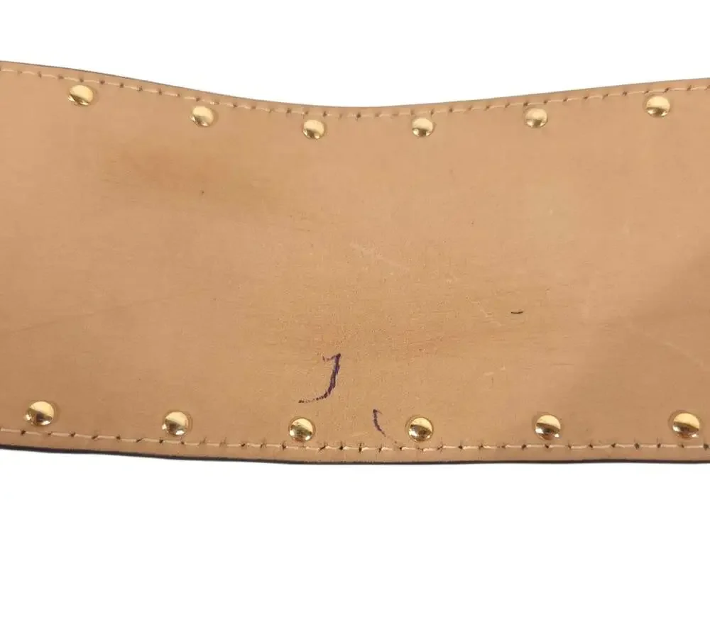 Balmain Statement Logo Lion Head Stud Leather Belt US XS FR 34 Womens Black Gold